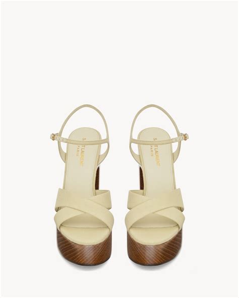 ysl bianca e oro|SAINT LAURENT Bianca canvas platform sandals .